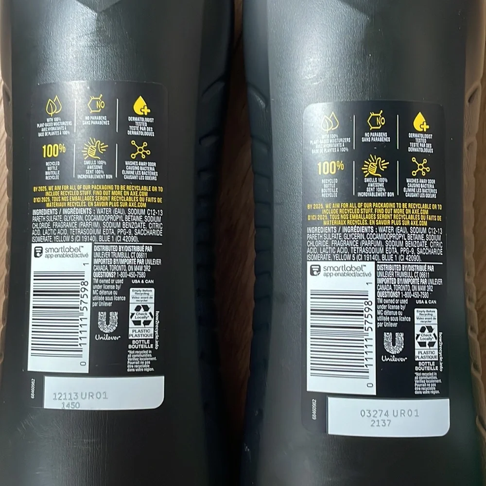 AXE Axe Black Body Wash Refreshing Scent Frozen Pear Cedar 2 pack bottle NEW NWT